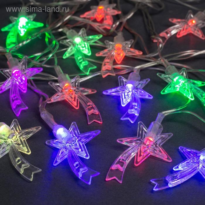 Гирлянда &laquo;Нить&raquo; 5 м с насадками &laquo;Комета&raquo;, IP20, прозрачная нить, 20 LED, свечение мульти (RG/RB), мигание, 220 В