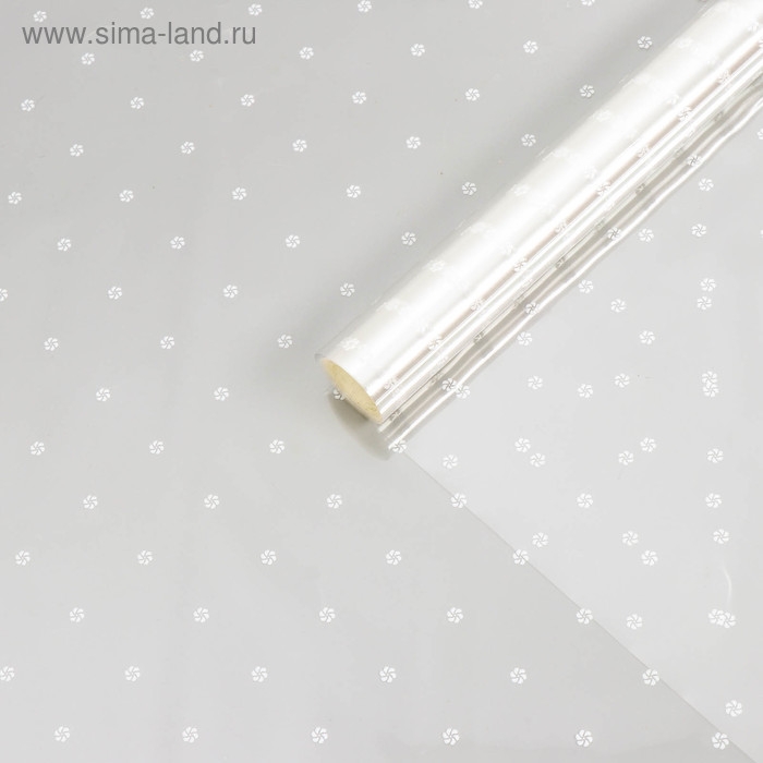 Пленка для цветов с белым рисунком "Цветочки", 0,7 х 7,6 м, 40 мкм, 200 г