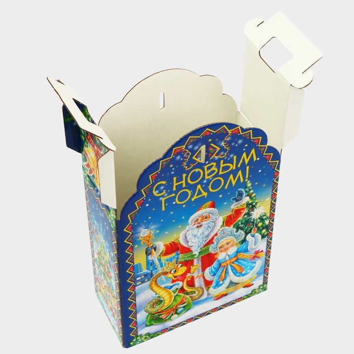 Новый год. Подарочная коробка новогодняя Фигурная Новый год. Подарочная коробка новогодняя Фигурная "Зимняя мелодия" 16,8 х 7 х 25 см.