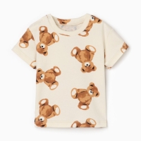Футболка Крошка Я "Медвежата", рост 74-80, бежевый Футболка Крошка Я "Медвежата", рост 74-80, бежевый