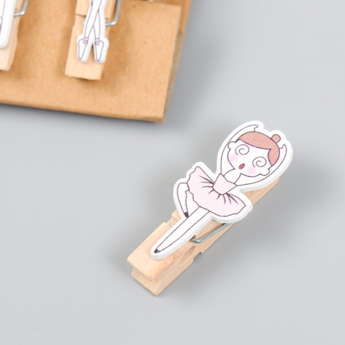 Декор для творчества дерево Декор для творчества дерево "Прищепка. Балерины" набор 10 шт 3,8х1,7 см