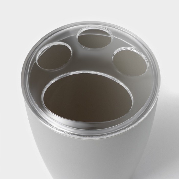 Набор для ванной &laquo;Эталон&raquo;, 4 предмета: дозатор для мыла, мыльница, 2 стакана, 24&times;8&times;17 см, цвет серый