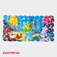 Коврик противоскользящий в ванну на присосках Доляна &laquo;Яркие рыбы&raquo;, 35&times;68 см