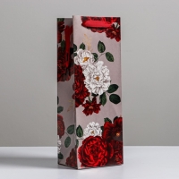 Пакет подарочный ламинированный под бутылку, упаковка, &laquo;Flowers&raquo;, 13 x 36 x 10 см