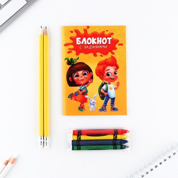 Подарочный набор блокнот А6, карандаши (2 шт.) и восковые мелки (4 шт.) «Ярких эмоций» Подарочный набор блокнот А6, карандаши (2 шт.) и восковые мелки (4 шт.) «Ярких эмоций»