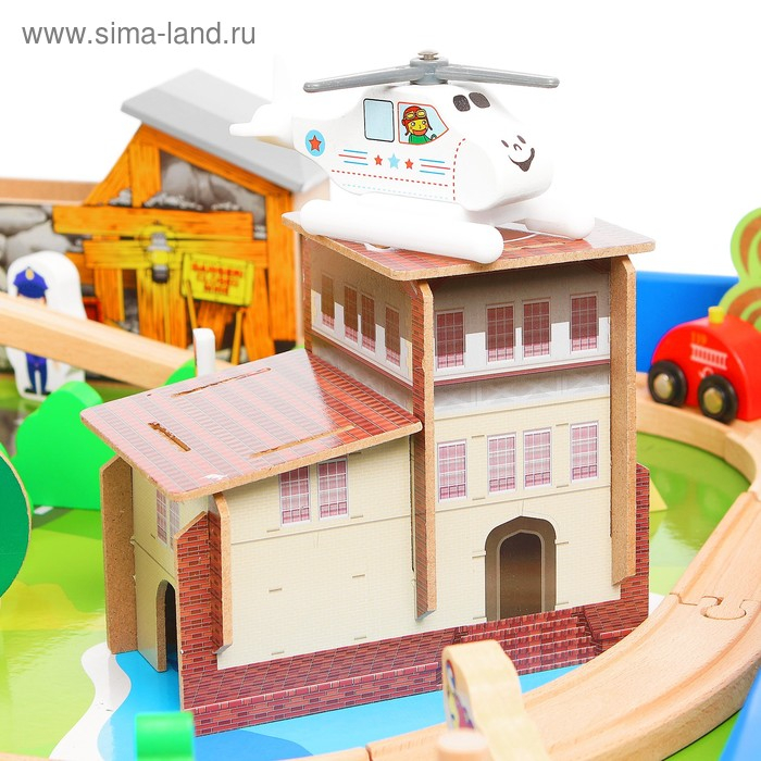 Железная дорога, 108 элементов, стол в комплекте Железная дорога, 108 элементов, стол в комплекте