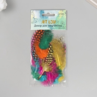 Перо декоративное фазана "Горошек" набор 15 шт h=8-13 см