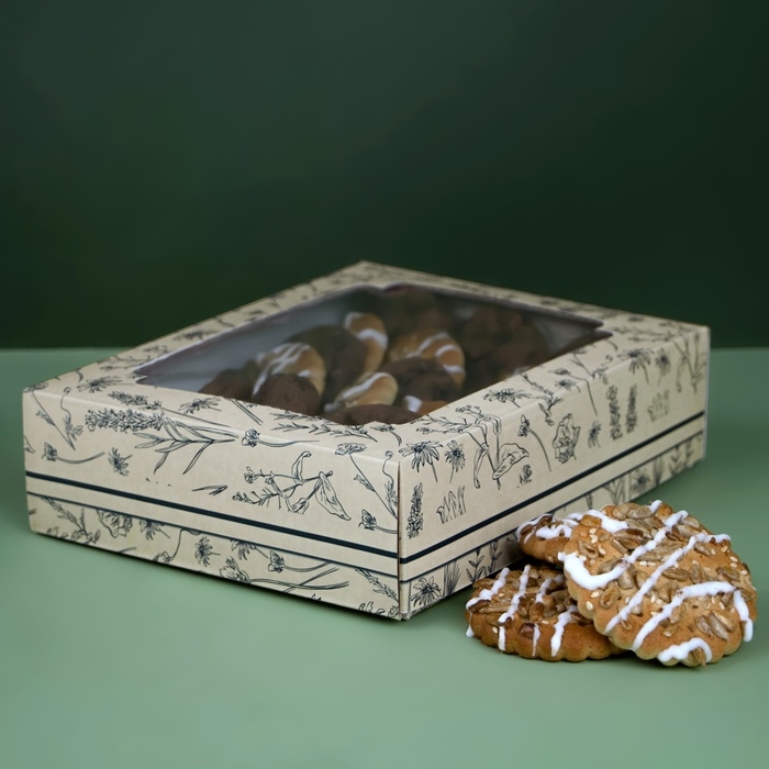 Коробка самосборная, крышка-дно, с окном, &laquo;Цветочный полет&raquo; 18 х 15 х 5 см