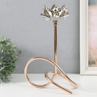 Подсвечник металл, акрил на 1 свечу "Золотой лотос. Завиток" d=4 см золото 19х29 см