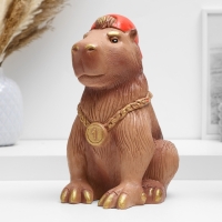 Копилка "Капибара в кепке" коричневый, 22см Копилка "Капибара в кепке" коричневый, 22см