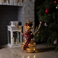 Светодиодная фигура &laquo;Снеговик&raquo; 24 &times; 50 &times; 15 см, текстиль, металл, батарейки ААх2 (не в комплекте), свечение тёплое белое