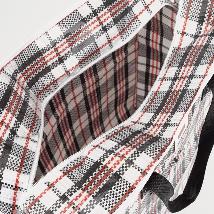 Сумка хозяйственная на молнии, 38 л, цвет белый/чёрный Сумка хозяйственная на молнии, 38 л, цвет белый/чёрный