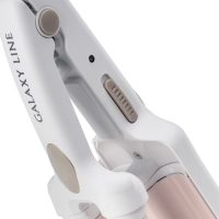 Стайлер Galaxy LINE GL 4667, 40 Вт, керамическое покрытие, d=10 мм, до 180 &deg;C, бело-розовый