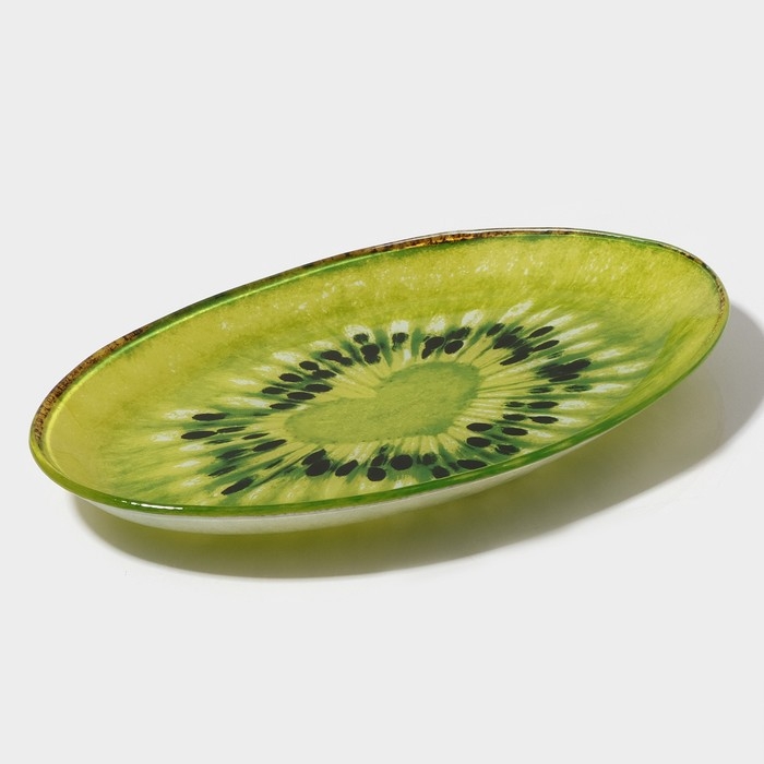 Блюдо сервировочное стеклянное овальное Доляна «Романтичный киви», 24,5×15 см, цвет зелёный Блюдо сервировочное стеклянное овальное Доляна «Романтичный киви», 24,5×15 см, цвет зелёный