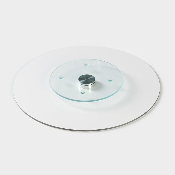 Подставка стеклянная для торта вращающаяся Доляна &laquo;Марбл розовый&raquo;, d=32 см, цвет розовый