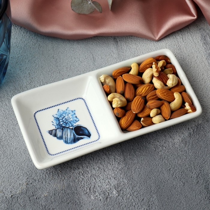 Менажница керамическая «Море», 13.8 х 7 см, цвет белый Менажница керамическая «Море», 13.8 х 7 см, цвет белый