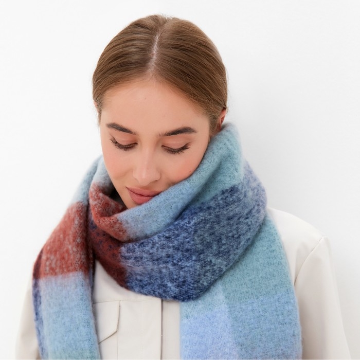 Шарф зимний объемный с кистями MINAKU клетка 210*38+18 см Шарф зимний объемный с кистями MINAKU клетка 210*38+18 см