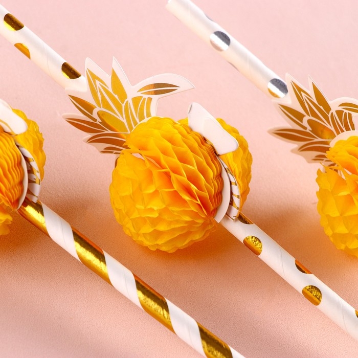 Трубочки для коктейля «Ананас», спираль, в наборе 6 штук Трубочки для коктейля «Ананас», спираль, в наборе 6 штук