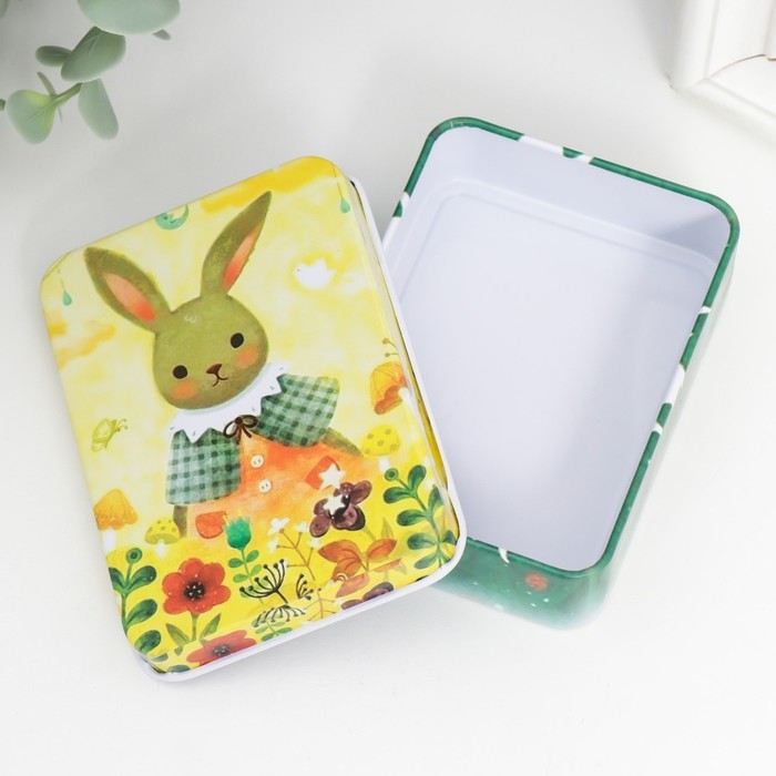 Шкатулка металл прямоугольная Шкатулка металл прямоугольная "Зайка" 2,7х9х6,5 см