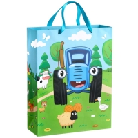 Набор подарочных пакетов, 31х40х11.5 см, Синий трактор