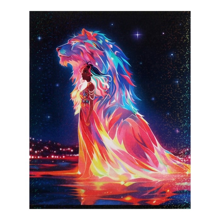 Тетрадь 48 листов в клетку Calligrata TOP Тетрадь 48 листов в клетку Calligrata TOP "Девушка и лев", обложка мелованный картон, голография, блок офсет, белизна 95%, МИКС