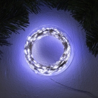 Гирлянда &laquo;Нить&raquo; 50 м роса, IP44, серебристая нить, 500 LED, свечение белое, 8 режимов, 31 В