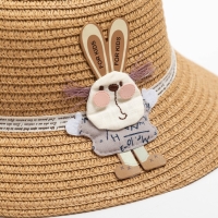 Шляпа для девочки MINAKU "Зайка", цвет коричневый, р-р 52