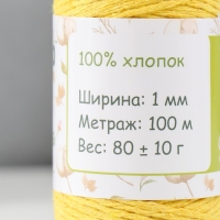 Шнур для вязания 100% хлопок, ширина 1мм 100м 80гр "Жёлтый" 10х4,2х4,2 см