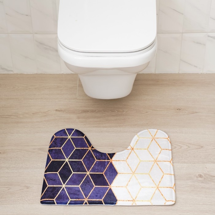 Набор ковриков для ванной и туалета Доляна «Геометрия», 2 шт: 40×45, 45×75 см Набор ковриков для ванной и туалета Доляна «Геометрия», 2 шт: 40×45, 45×75 см