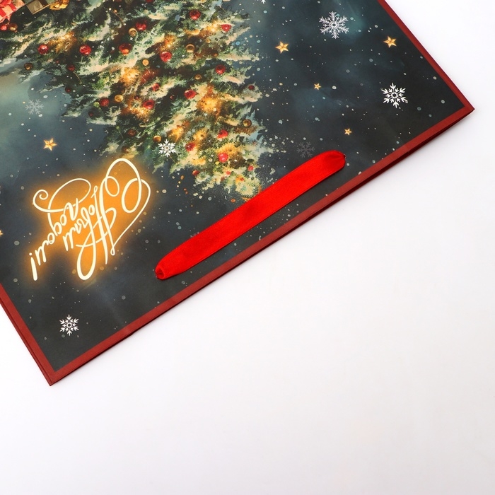 Новый год. Пакет подарочный новогодний бумажный, Новый год. Пакет подарочный новогодний бумажный, "Ёлка", 31 х 26 х 11 см.