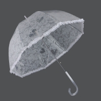 Зонт - трость полуавтоматический &laquo;Кружево&raquo;, 8 спиц, R = 40/58 см, D = 116 см, цвет белый/прозрачный