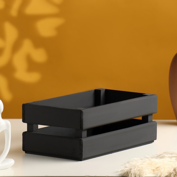 Кашпо деревянное 24.5&times;13.5&times;9 см "Двушка Лайт", двухреечное, чёрный Дарим Красиво