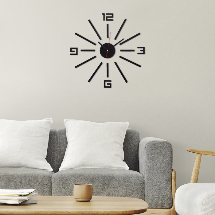 Часы настенные интерьерные, 3d "Лучи", бесшумные, наклейка, большие, d-40 см