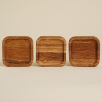 Набор тарелок - подставок из дуба Sima-Land Home, 10&times;10&times;2 см, 3 шт