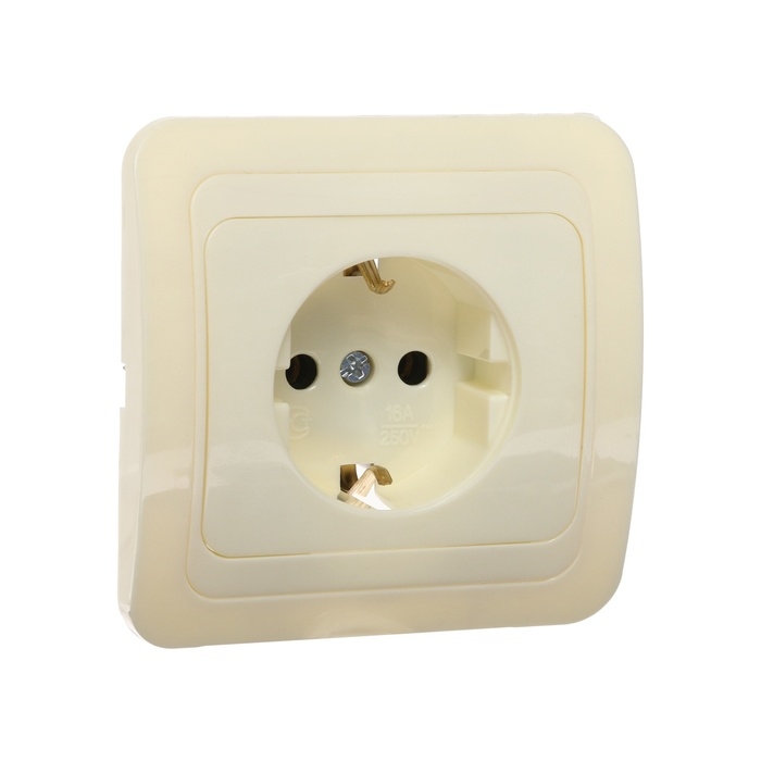 Розетка одноместная Luazon Lighting Розетка одноместная Luazon Lighting "Орион", 16 А, скрытая, с з/к, бежевая