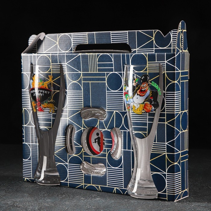 Набор &laquo;Приколы&raquo;, 2 бокала для пива 300 мл, пепельница