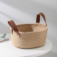 Корзина для хранения Доляна &laquo;Айко&raquo;, плетёная, ручной работы, с ручками, 21,5&times;21,5&times;16,5 см, цвет бежевый