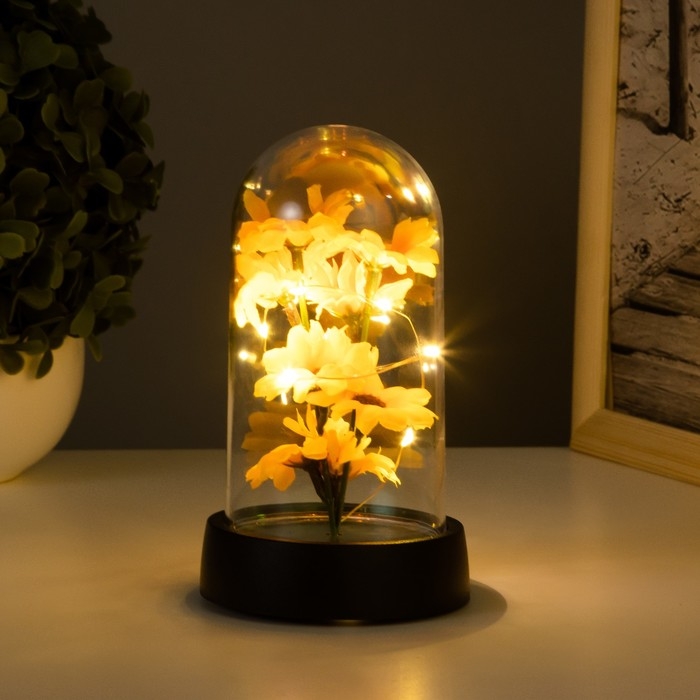 Ночник колба &laquo;Подсолнухи&raquo; LED 3хAG10 8,5х8,5х15,5см