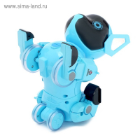 Робот собака &laquo;Паппи&raquo; , с программированием, на пульте управления, интерактивный: звук, свет, на аккумуляторе, голубой
