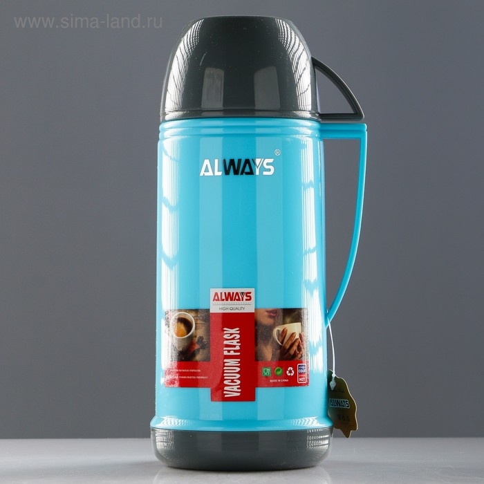 Термос 1 л, со стеклянной колбой, сохраняет тепло 10 ч, микс