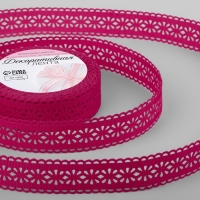Лента декоративная, репсовая «Ажурные цветы», 25 мм × 9,1 ± 0,5 м, цвет малиновый Лента декоративная, репсовая «Ажурные цветы», 25 мм × 9,1 ± 0,5 м, цвет малиновый