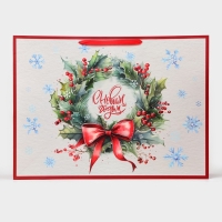 Новый год. Пакет ламинированный &laquo;Венок&raquo;, XXL 46 х 61 х 20 см.