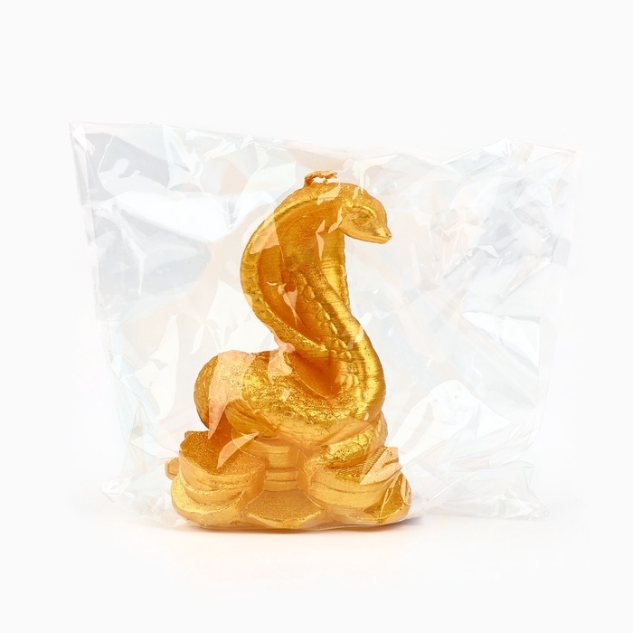 Свеча новогодняя &laquo;Змея на монетках&raquo;, на Новый год, золотая, 78 х 61 х 52