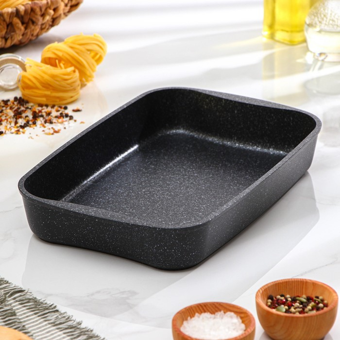 Противень, 33,5&times;22&times;5,5 см, антипригарное покрытие, цвет тёмный мрамор