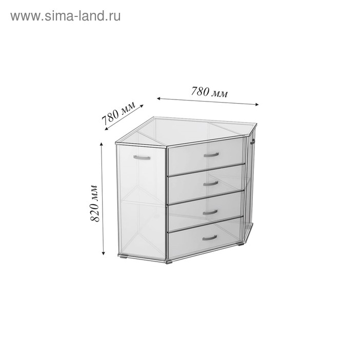 Комод угловой М-12, 780х780х820, Венге/Белфорт Комод угловой М-12, 780х780х820, Венге/Белфорт