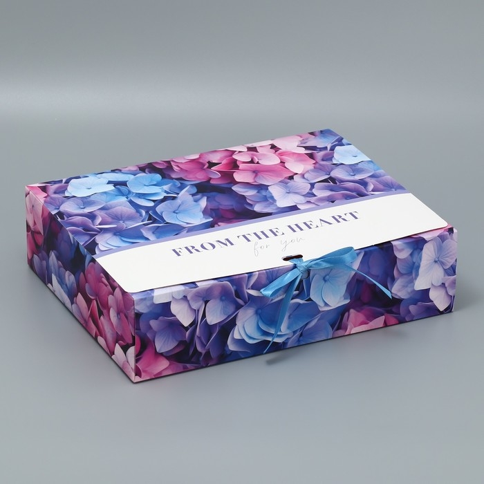 Коробка подарочная складная, упаковка, &laquo;Гортензия&raquo;, 31 х 24.5 х 8 см