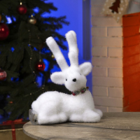 Светодиодная фигура «Олень» 20 × 25 × 12 см, флок, батарейки ААх2 (не в комплекте), свечение тёплое белое Светодиодная фигура «Олень» 20 × 25 × 12 см, флок, батарейки ААх2 (не в комплекте), свечение тёплое белое