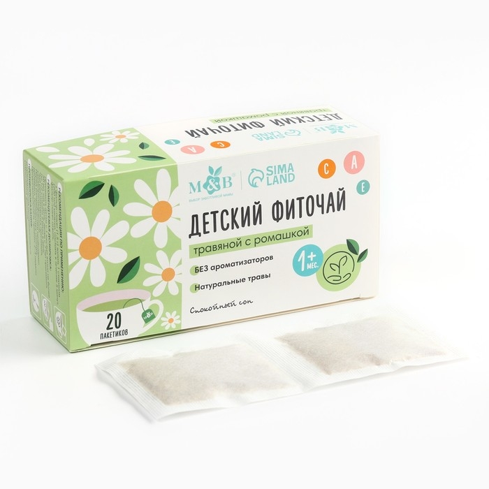 Детский фиточай M&B, травяной с ромашкой, 1+ мес, 20 п