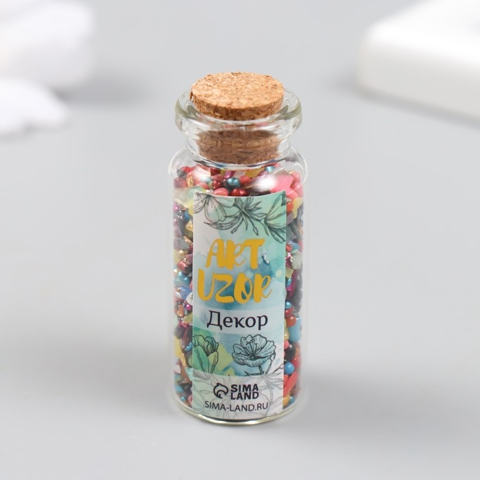 Декор для творчества в баночке "Природный камень со стеклом - Цвет" 20 гр 5х2,2х2,2 см