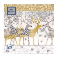 Новогодние салфетки бумажные Art Bouquet &laquo;Новогодние олени, золото&raquo;, 3 слоя, 33х33 см, 20 шт